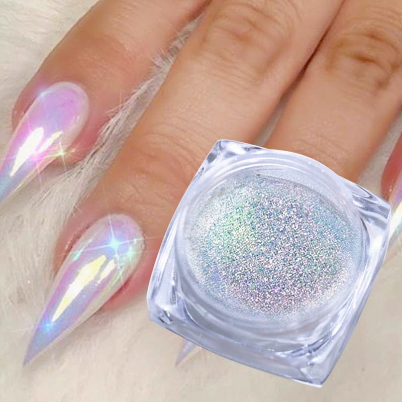 Vonrui 1 Box Holographic Nail Glitter Powder Rainbow Color Neon Effect Nail Art Flakes Decoration Chrome Nail Powder Dust Tip Manicure - Image 1